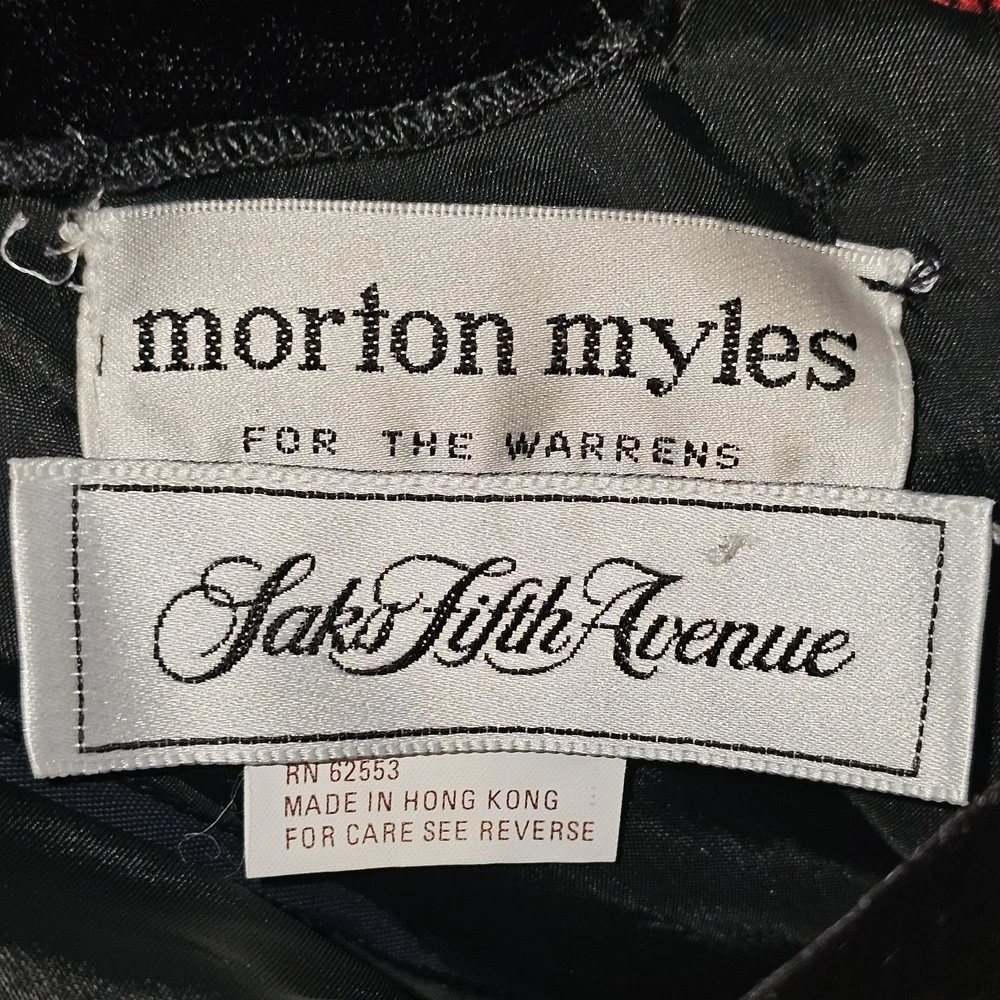 Vintage Morton Myles Saks Velvet Gold Bow Metallic Floral Cocktail Dress Sz S - Picture 6 of 15